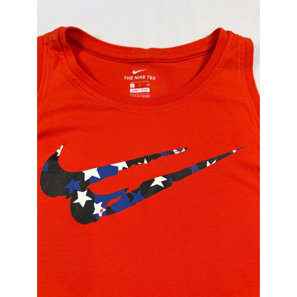 Nike‎ Dri Fit Women's Red American Flag Swoosh Tank Athletic Workout Small